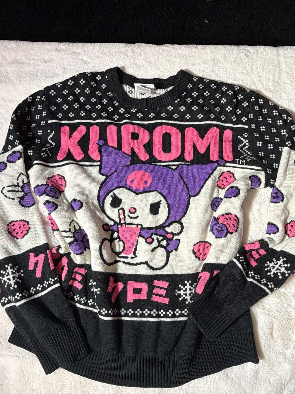 Sanrio Kuromi Graphic Crewneck Sweater - Black, Pink & Purple